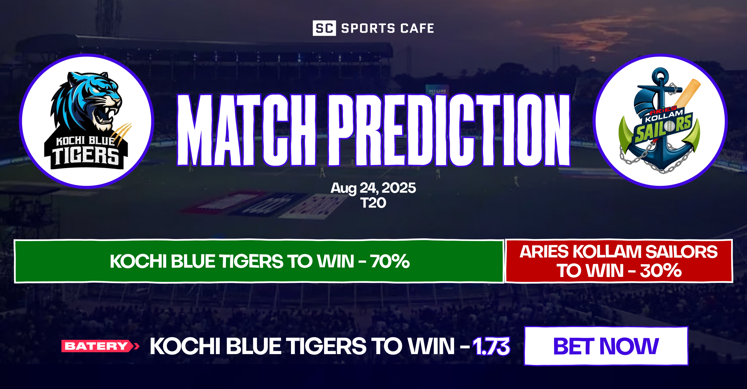 Kochi Blue Tigers vs Aries Kollam Sailors